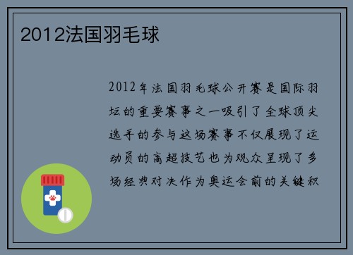 2012法国羽毛球
