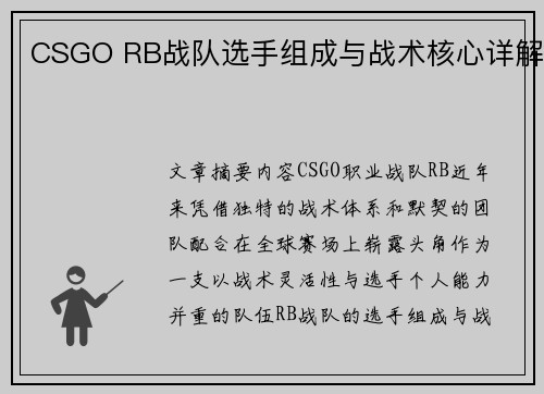 CSGO RB战队选手组成与战术核心详解